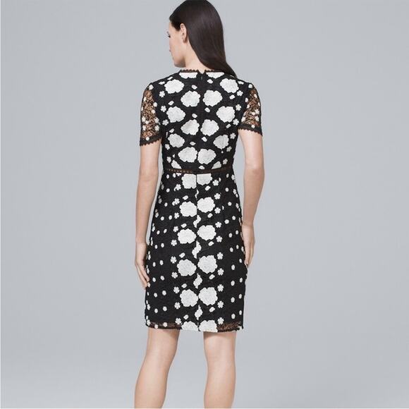 Monique Lhullier Eva lace dress floral black white sz 14 - Picture 4 of 10